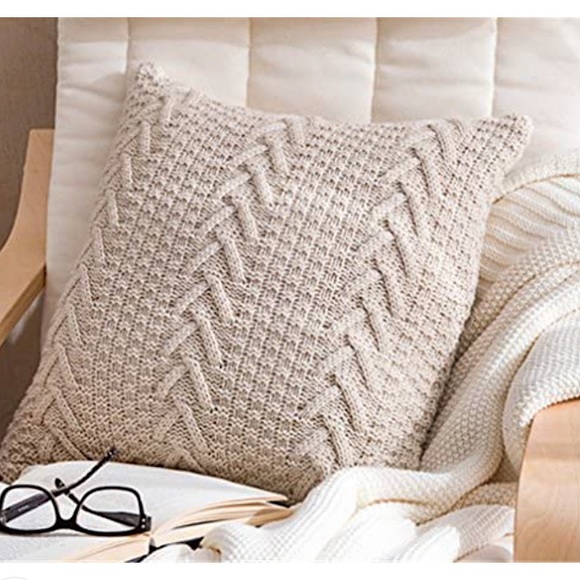 Cream Knit Boho Textured Farmhouse Pillow Decorative Case for Sofa/Bedroom/Dorm - Picture 9 of 9